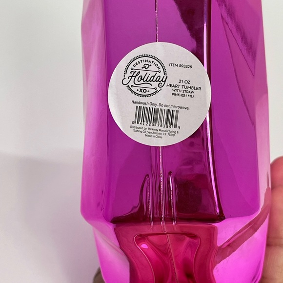 Pink Heart Shaped Tumbler Cup Hearts Figural Wine Drinking Glass Valentines Gift - Picture 13 of 13